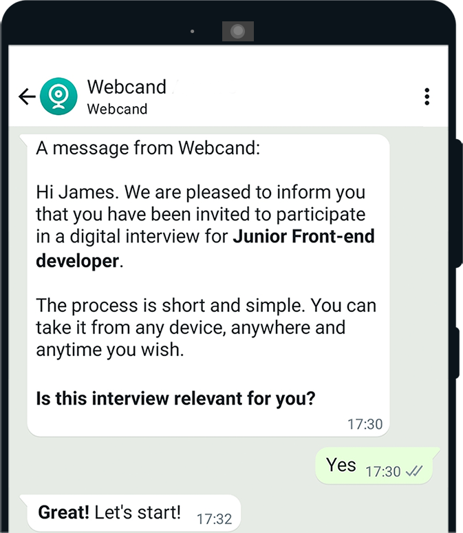 WhatsApp chat flow screenshot